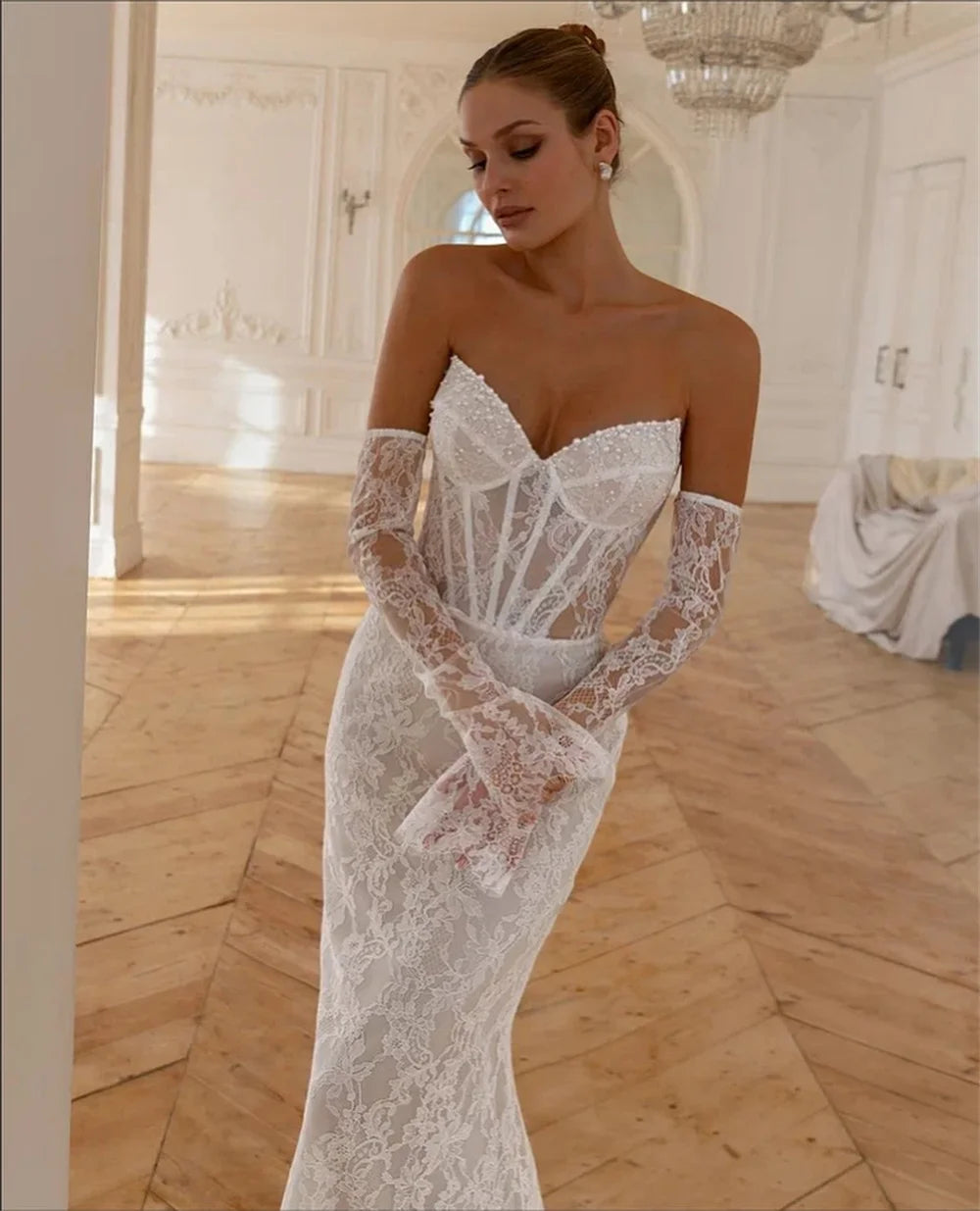 Boho Mermaid Wedding Dress Mermaid Corset Bridal Gown Same As Photo / 10
