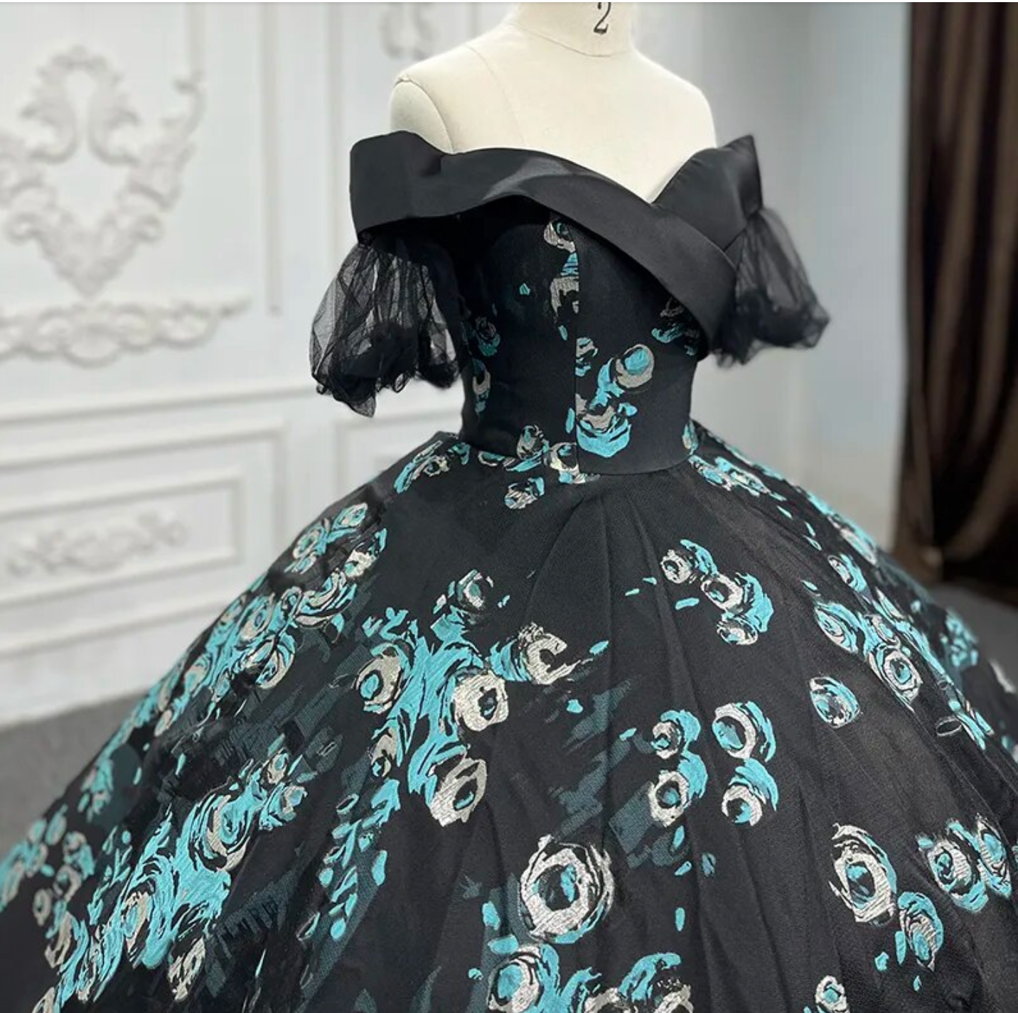 black and blue quinceanera dresses Amarra 54222 Beaded A Line Long Ball Gown Glitter Quinceanera Dress The Dress Outlet