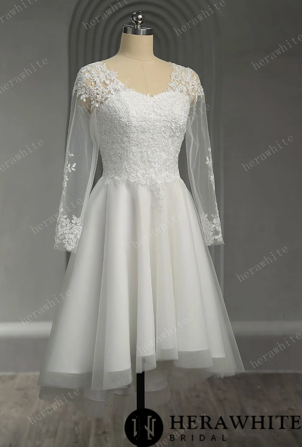 lace wedding dress no train Mini Short Same As Photo / 14 How come I don't Style:Classic Style No Color:Breakwater Stripe
