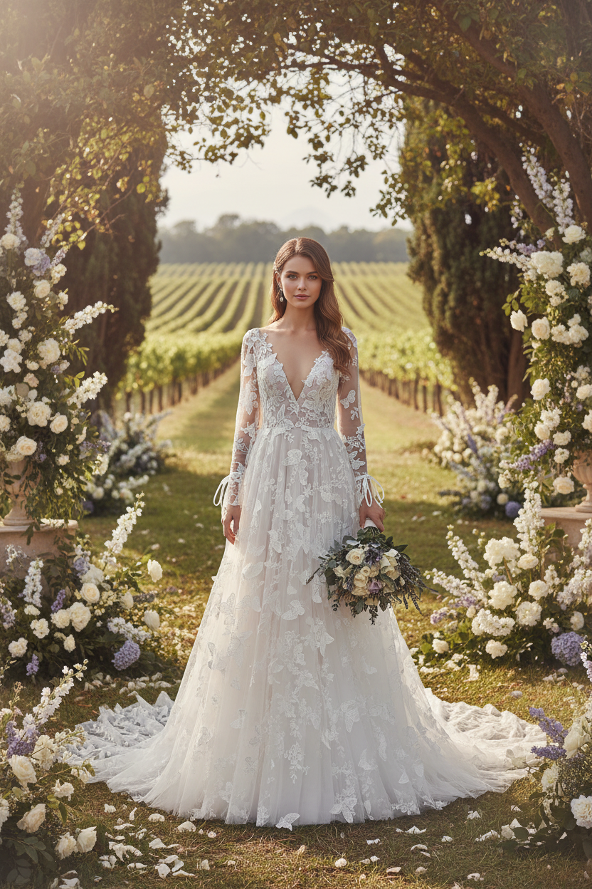 boho wedding dress patterns Fall Country Beach A-Line Boho Lace Maxi Women's Wedding Dress Casual Sexy Romantic V-Neck Empire Waist Spaghetti Straps Gown with Pattern