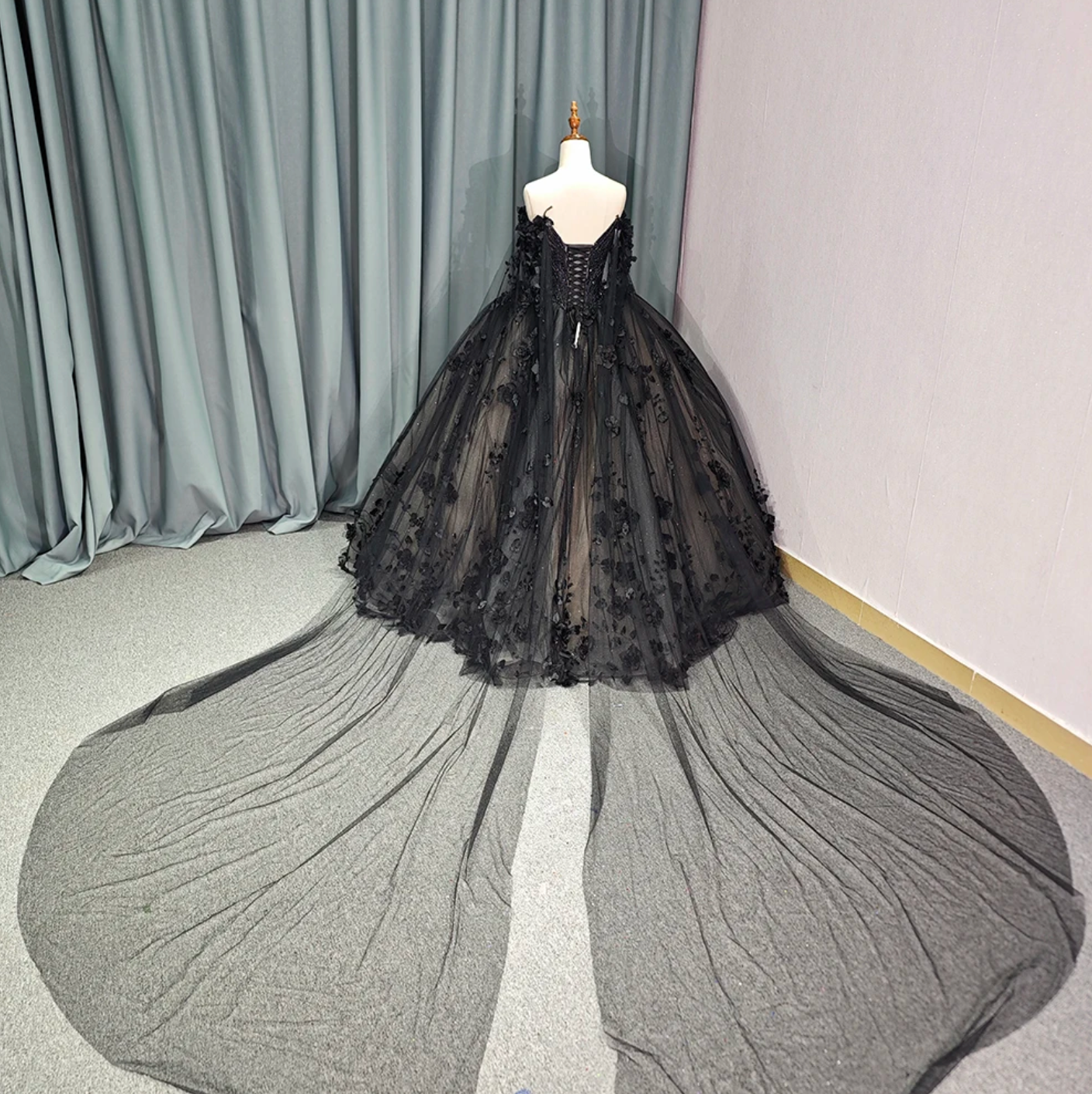 grey quinceanera dresses Wedtrend Women Princess Grey Blue Quinceanera Dress Ball Gown Strapless  Tulle Sweet 16 Dress with Sequined Appliques – WEDTREND main image 1