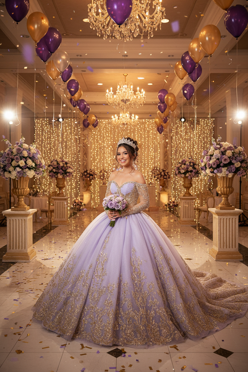 Quinceanera Ball Gown Purple Dress Lace Up Same As Photo / 10
