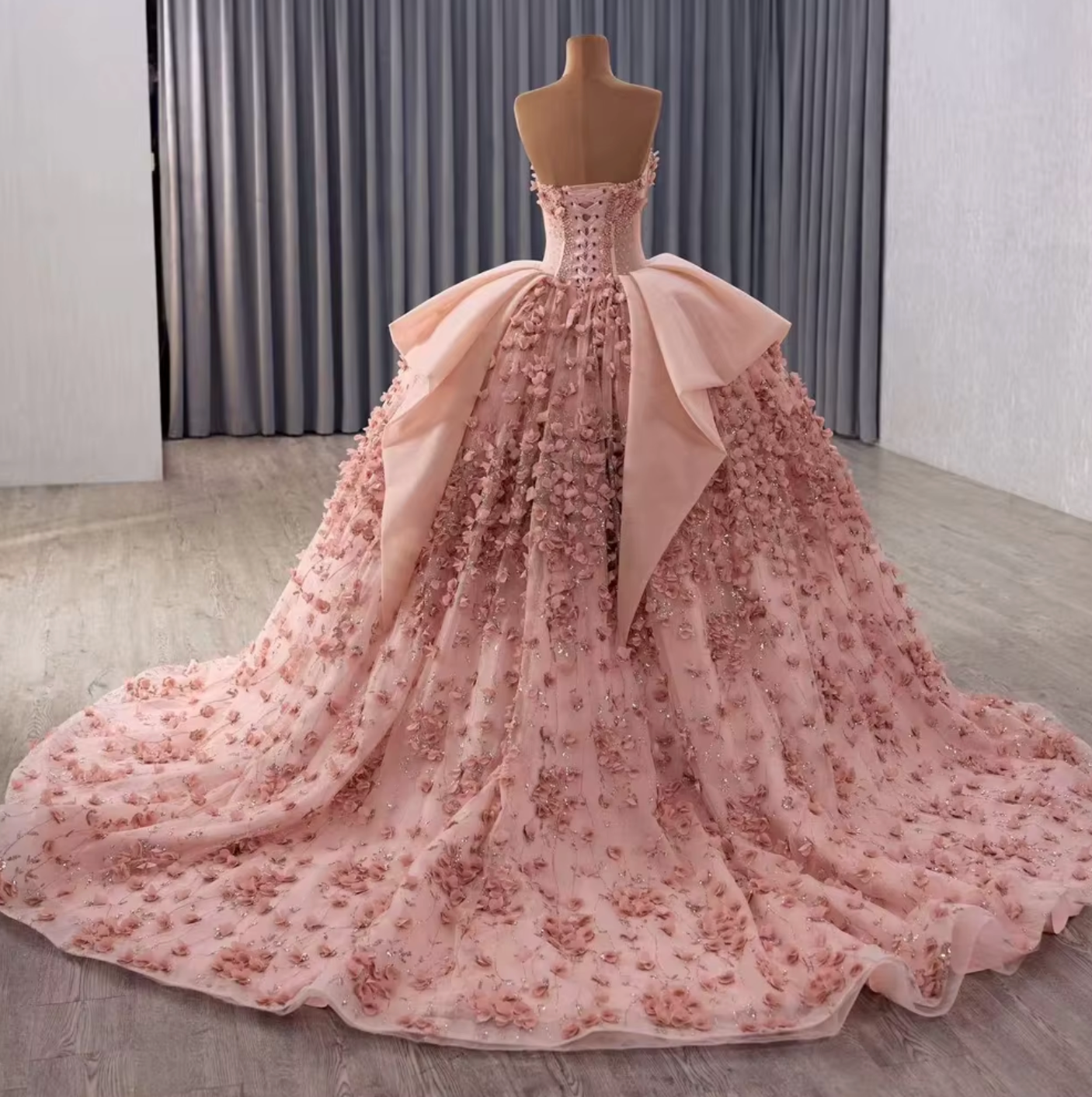 Quinceanera Dress Rose Pink Beaded Corset Style Ball Gown Same As Photo / 10
