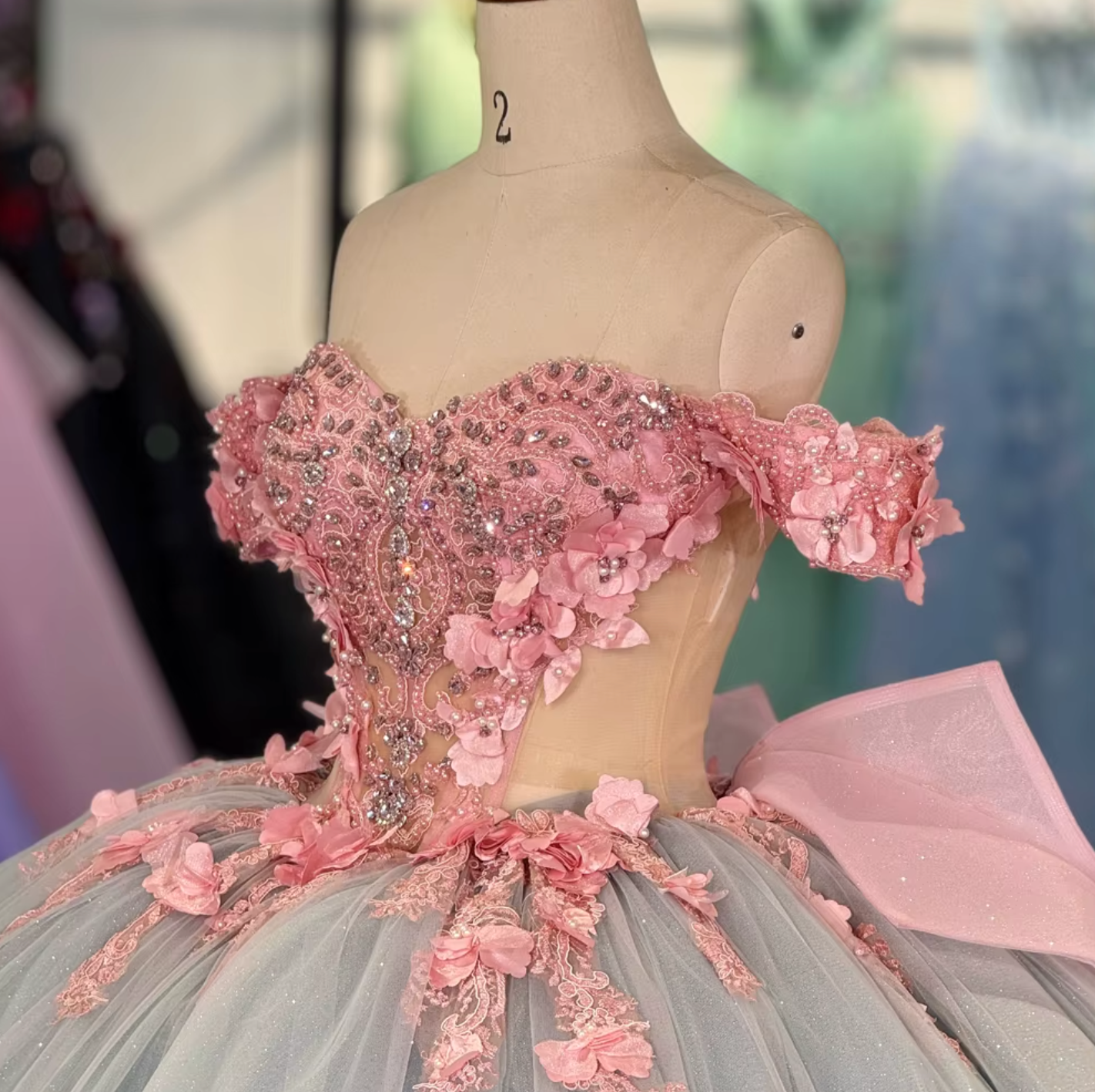 Quinceanera Dress Blue Pink Sheer Lace Sweetheart Ball Gown Same As Photo / 2 Quinceanera Dress Blue Pink Sheer Lace Sweetheart Ball Gown Same As Photo / 2