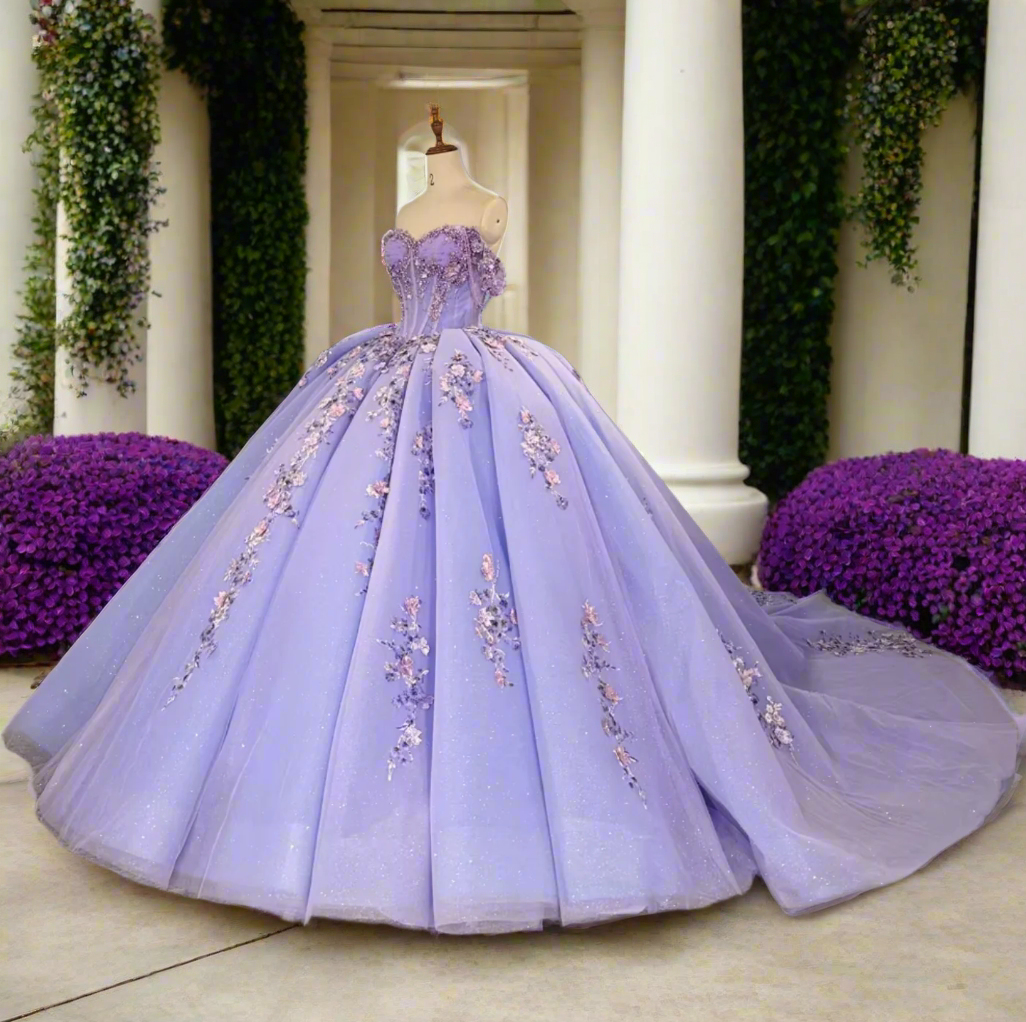 Purple Lilac Floral Quinceanera Dress Same As Photo / 14