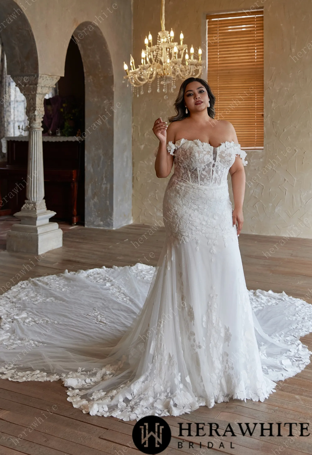 Plus Size Wedding Dress Mermaid Silhouette with Chapel Train 2 / Same As Photo