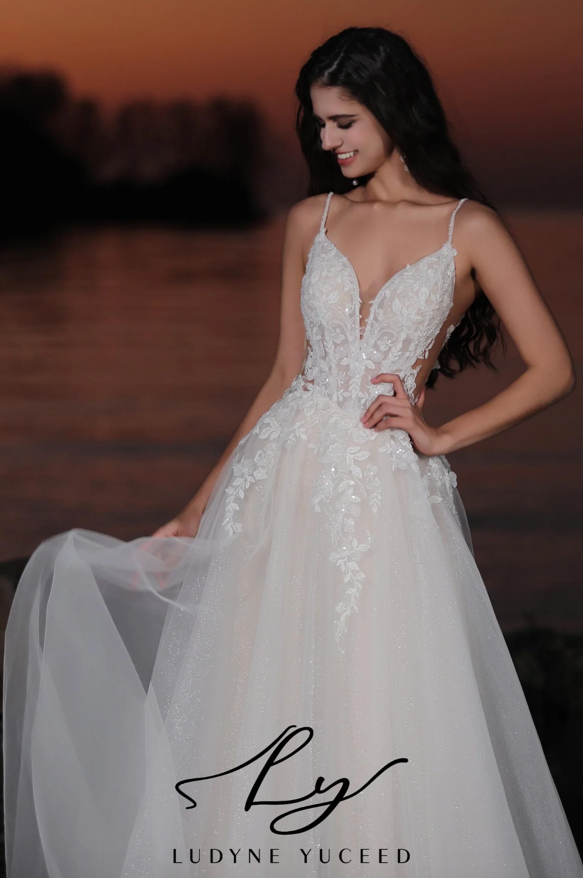 Wedding Dress Spaghetti Straps Tulle A-Line Bridal Gown Tulle Lux Bridal Company Wedding Dress Spaghetti Straps Tulle A-Line Bridal Gown Tulle Lux Bridal Company
