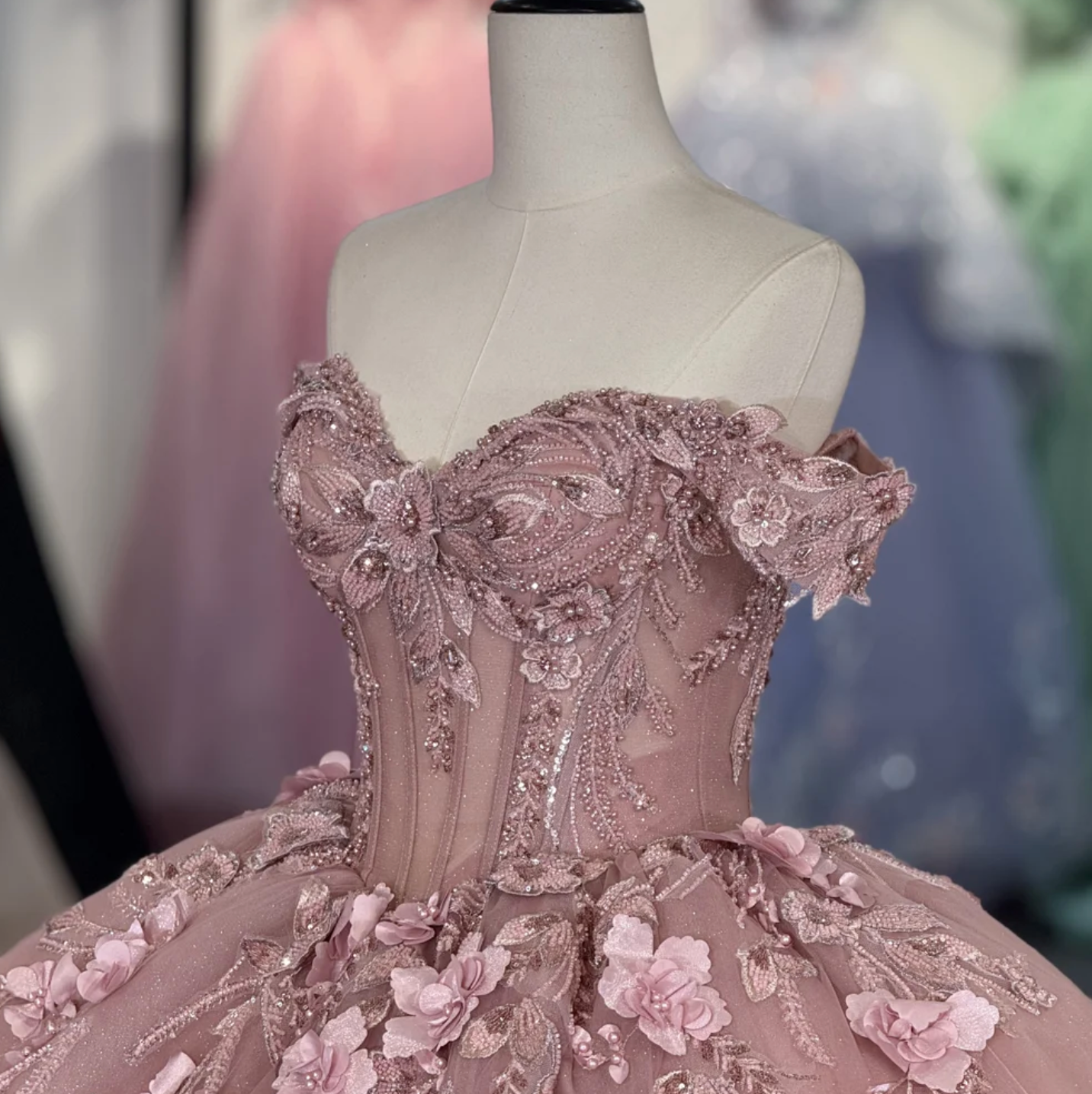 Quinceanera Dress Dusty Pink Party Ball Gown – Tulle Lux Bridal Company