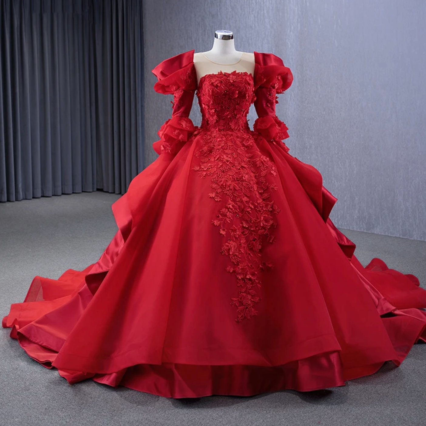 long sleeve red quinceanera dresses Red Floor Length Off Shoulder Long Sleeve Appliques Quinceanera Dresses