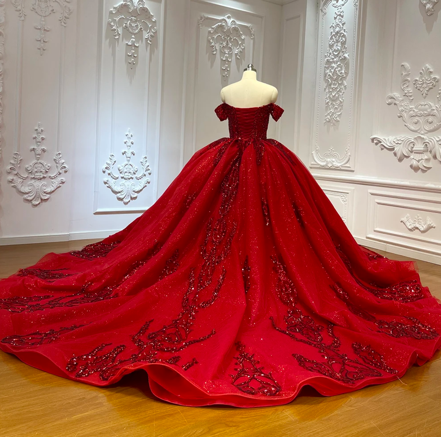 Quinceanera Dress Red Sparkly Sequins Ball Gown – Tulle Lux Bridal Company
