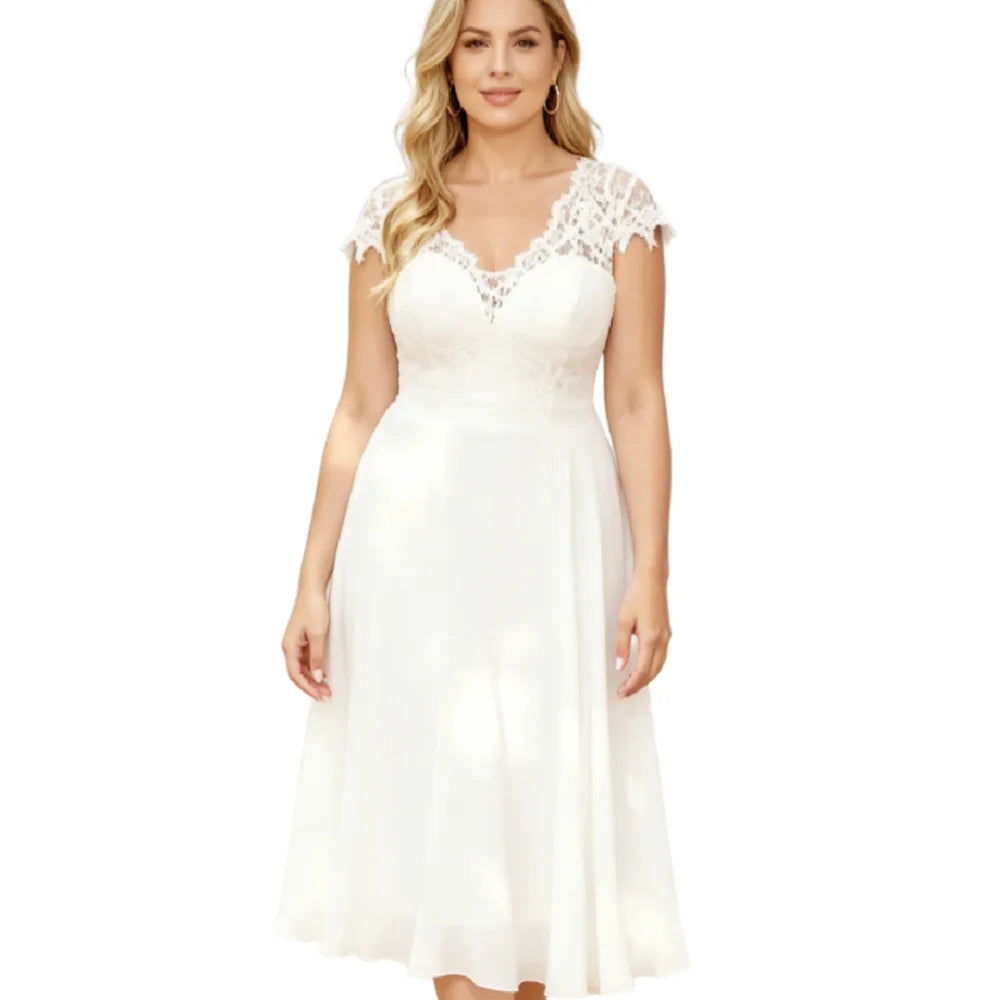 boho beach wedding dress plus size Midi Chiffon Civil Elopement Bridal – Tulle Lux Bridal Company My Actual Bust is:48