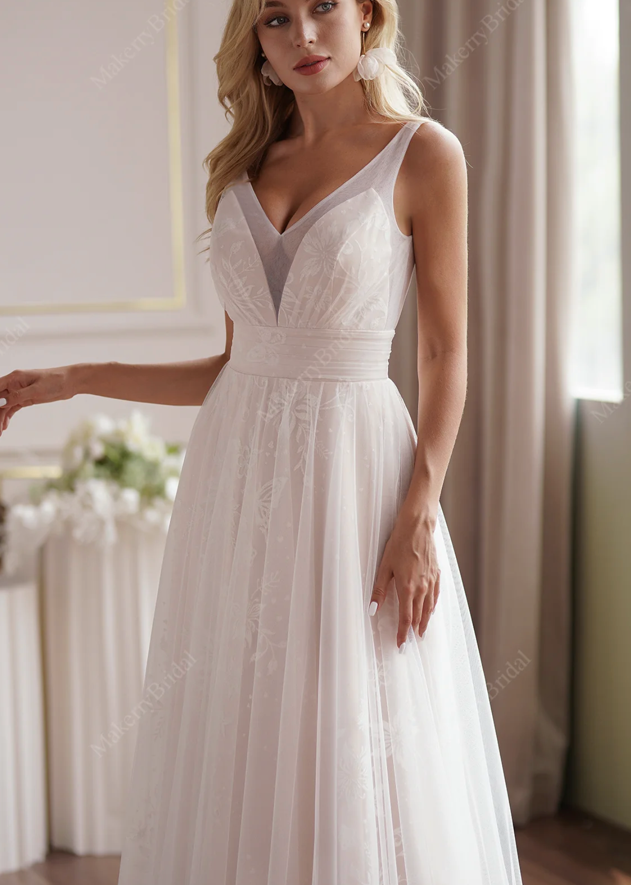 a line sweep train wedding dress Zapaka Women Sparkly White Pink Flower Wedding Dress with Veils Corset Sweep Train A Line Strapless Beaded Bridal Dress, White Pink Flower / US10