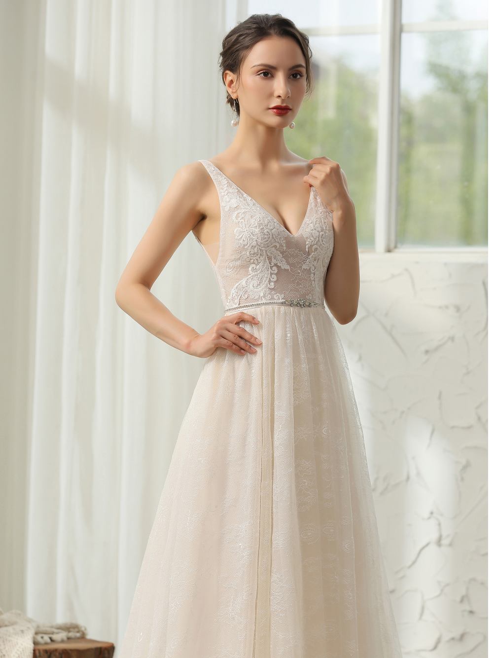 Wedding Dress Lace A Line With Beaded Belt Tulle Lux Bridal Company Wedding Dress Lace A Line With Beaded Belt Tulle Lux Bridal Company