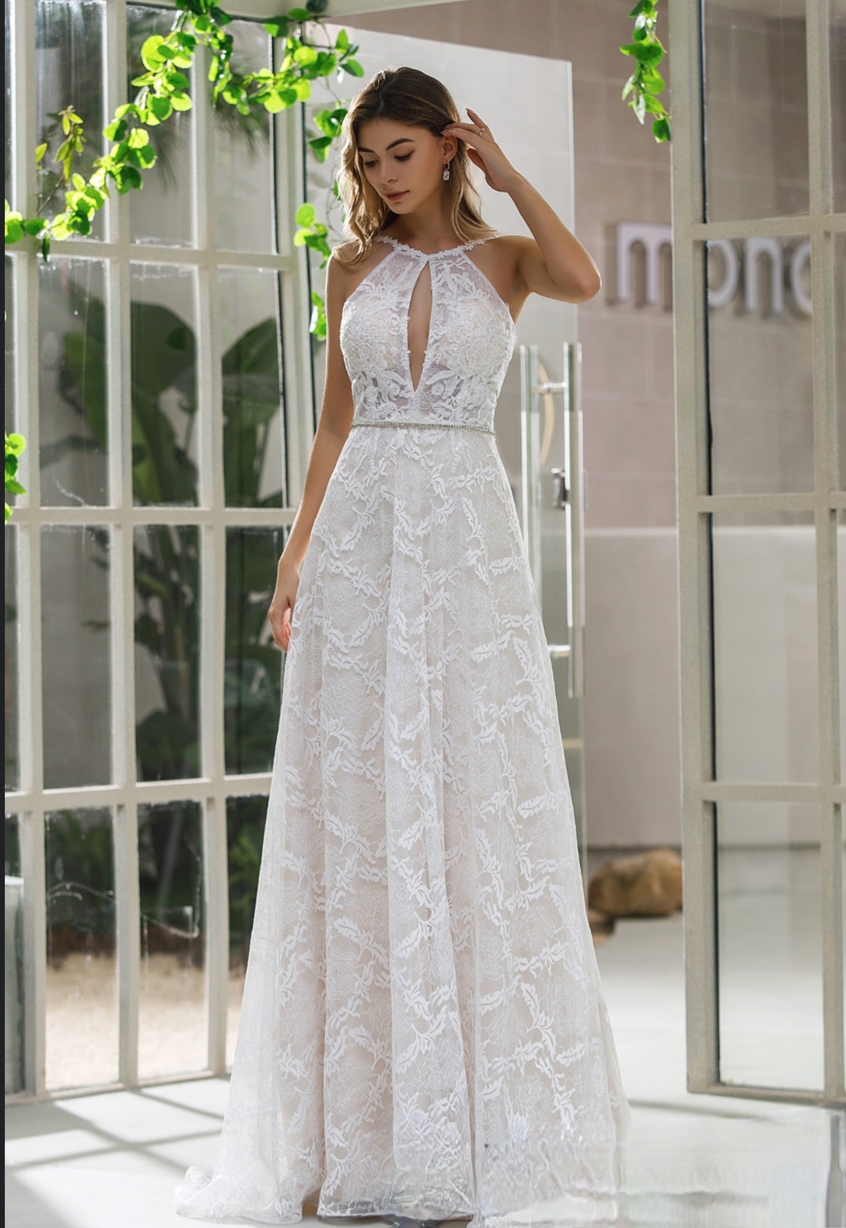 white criss cross halter dress Wedding Neckline Lace Crisscross Back Gown 18 / Ivory and style Stylish Olive Green Mother low_sales Trouser Inseam:W36 L30