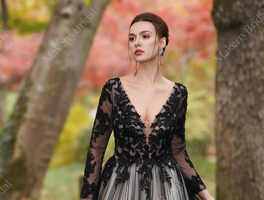 Wedding Dress Black Beaded Lace Over Light Liner Bridal Gown – Tulle Lux  Bridal Company