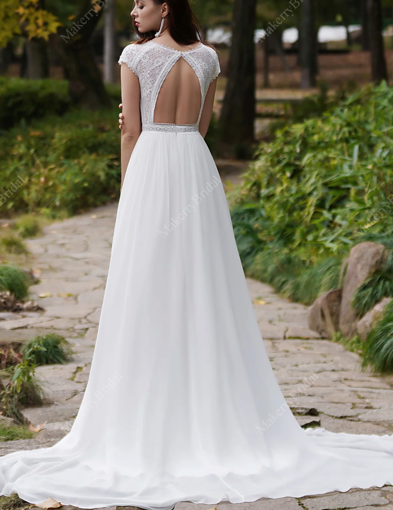 tulle and chiffon dress 44432: Tulle A-Line with Notch Neckline and Chiffon Appliqus