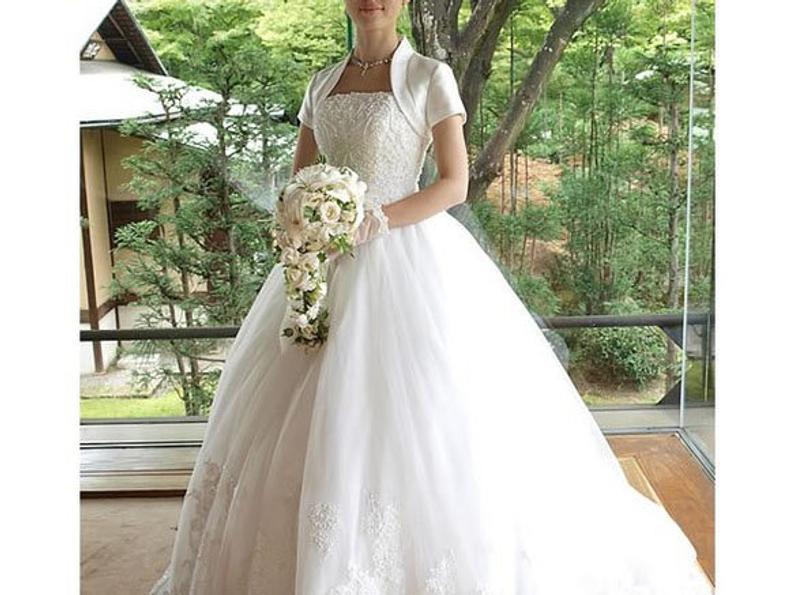 dress polo shirt Satin Wedding Jacket Short Sleeves Bridal Bolero with Collar Red / 5XL
