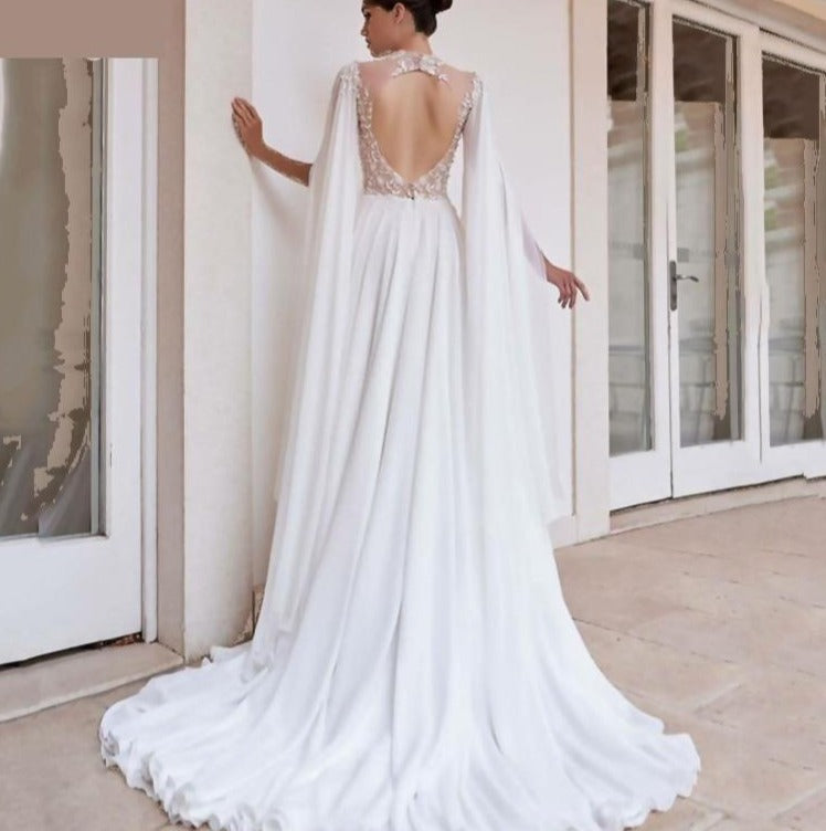 a-line princess chiffon wedding dress A-line Sweetheart Sweep Train Chiffon Wedding Dress With Beading