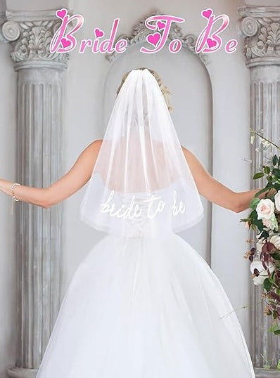 Bride To Be Embroidered Veil Bachelorette Party Accessory