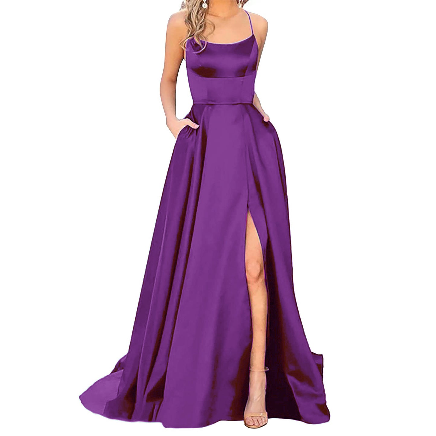 Solid Color Long Slimming Fashion Bridesmaid Dress