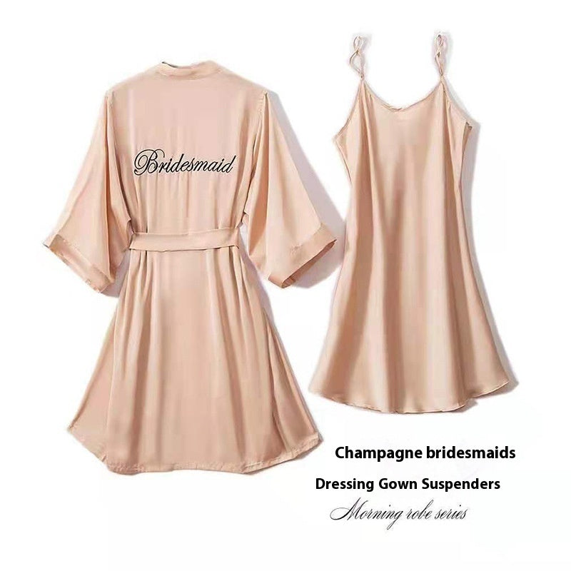 Wedding Morning Bridesmaid Girlfriend Nightgown Two Pieces