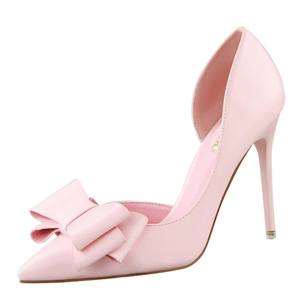 Bow High Heels Stiletto Pointed Toe Wedding Shoes