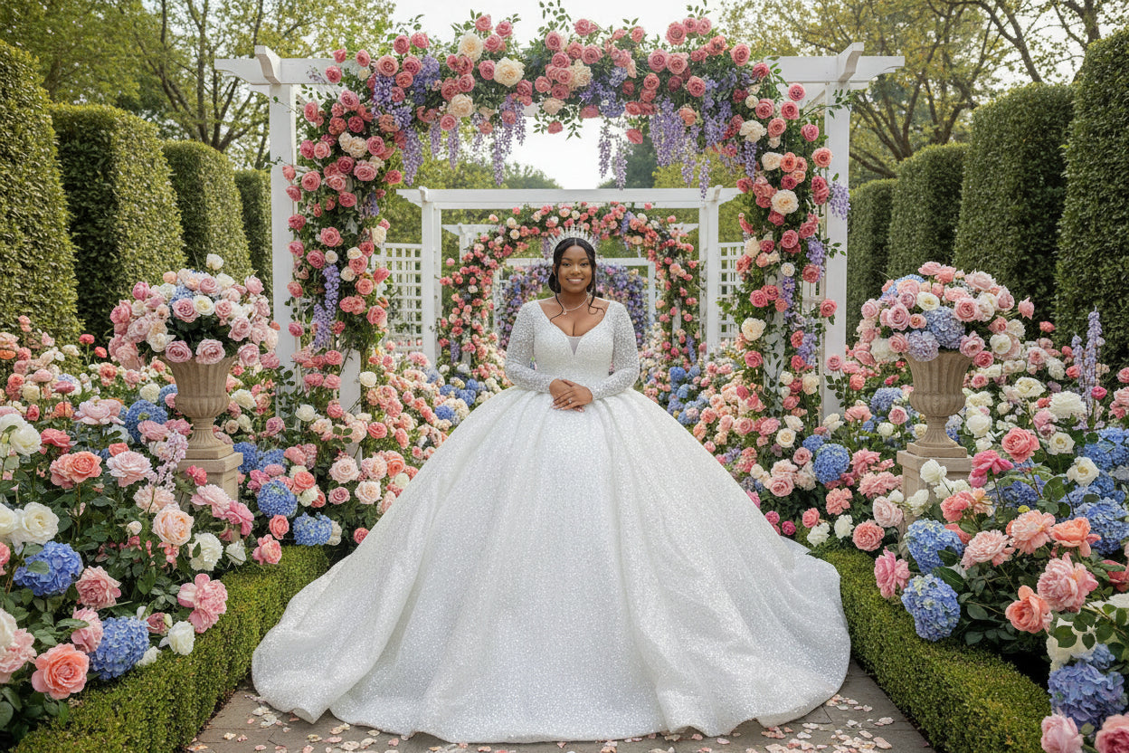 Plus Size Wedding Dress Beaded  White Bridal Gown