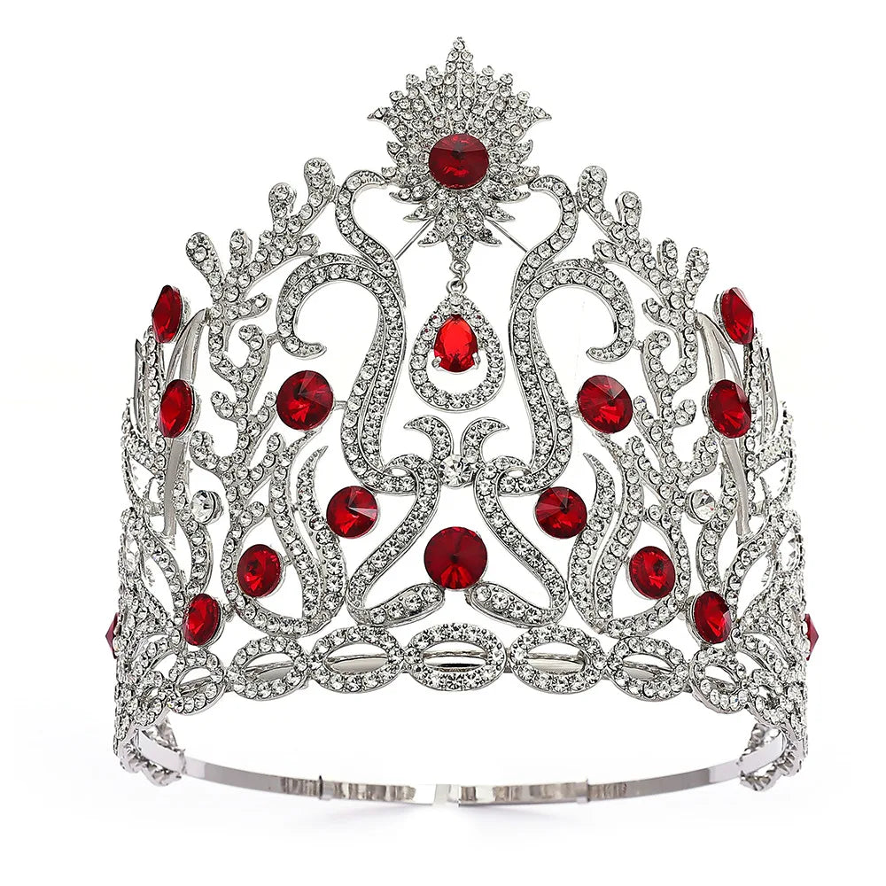 8 Inch Tall Cubic Zircon Crystal Tiara Round Pageant Crown Accessory, make a commanding statement with this impressive 8-inch tall crystal tiara