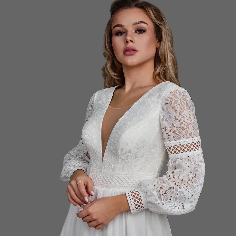 Plus Size Boho Wedding Dress - A Line Bohemian Bridal Gown Same As Photo / 18 W Plus Size Boho Wedding Dress - A Line Bohemian Bridal Gown Same As Photo / 18 W