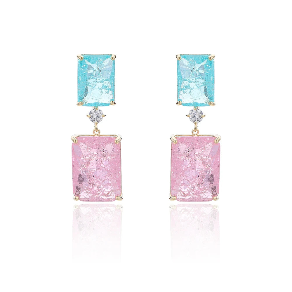 Square Cubic Zirconia Drop Earrings For Women Party Accessory, Indulge in luxury with our Square Cubic Zirconia Crystal Drop Earrings