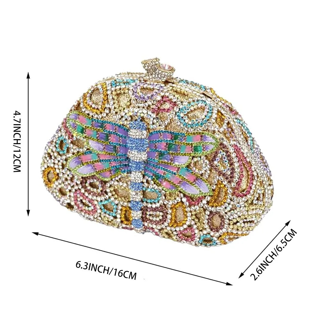 Beaded Clutch For Special Occasions Dragonfly Crystal Evening Purse, Elevate your evening ensemble with this exquisite mini clutch purse