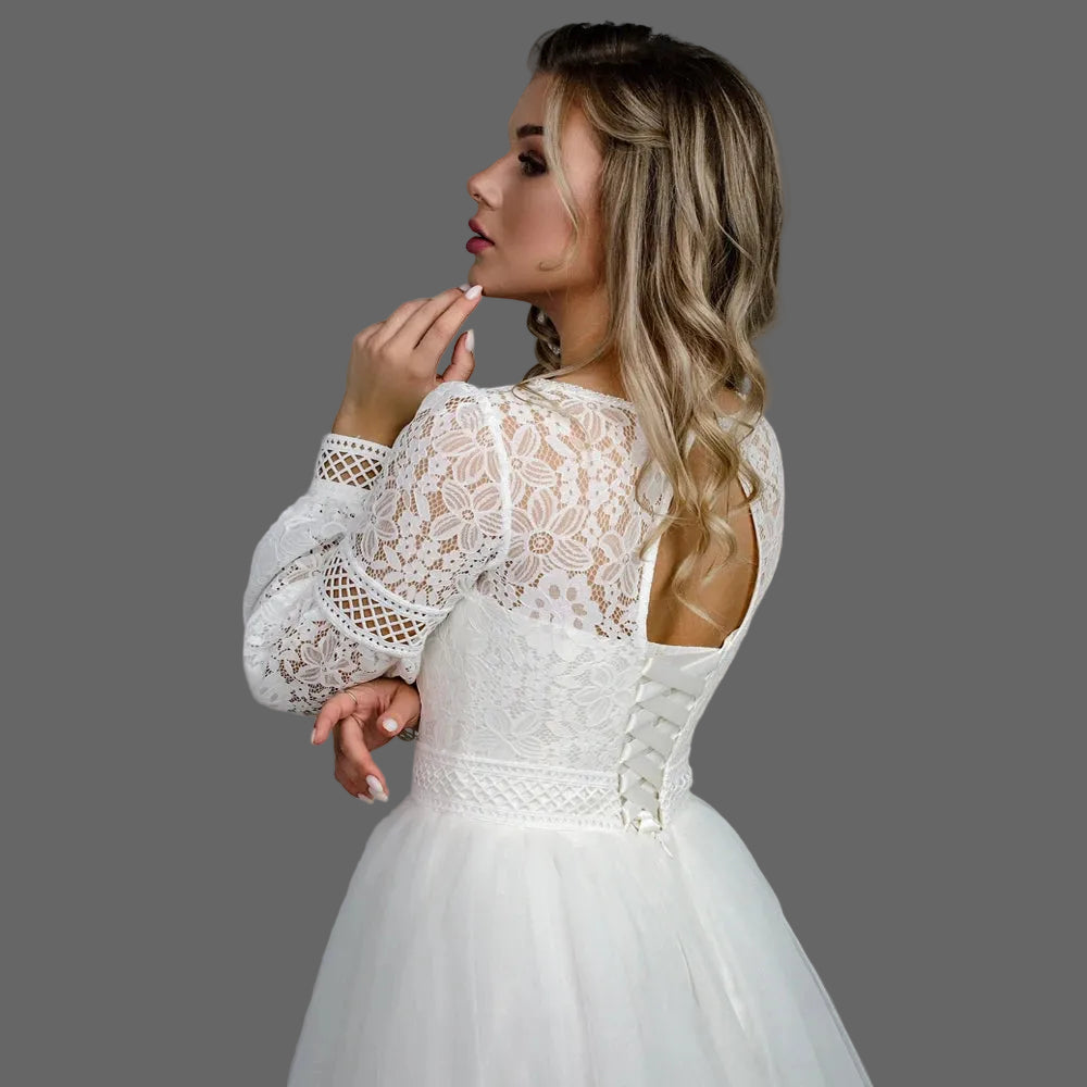 Plus Size Boho Wedding Dress A Line Bohemian Lace Chiffon Bridal Gown, drift down the aisle in dreamy romance with this plus-size boho wedding dress.