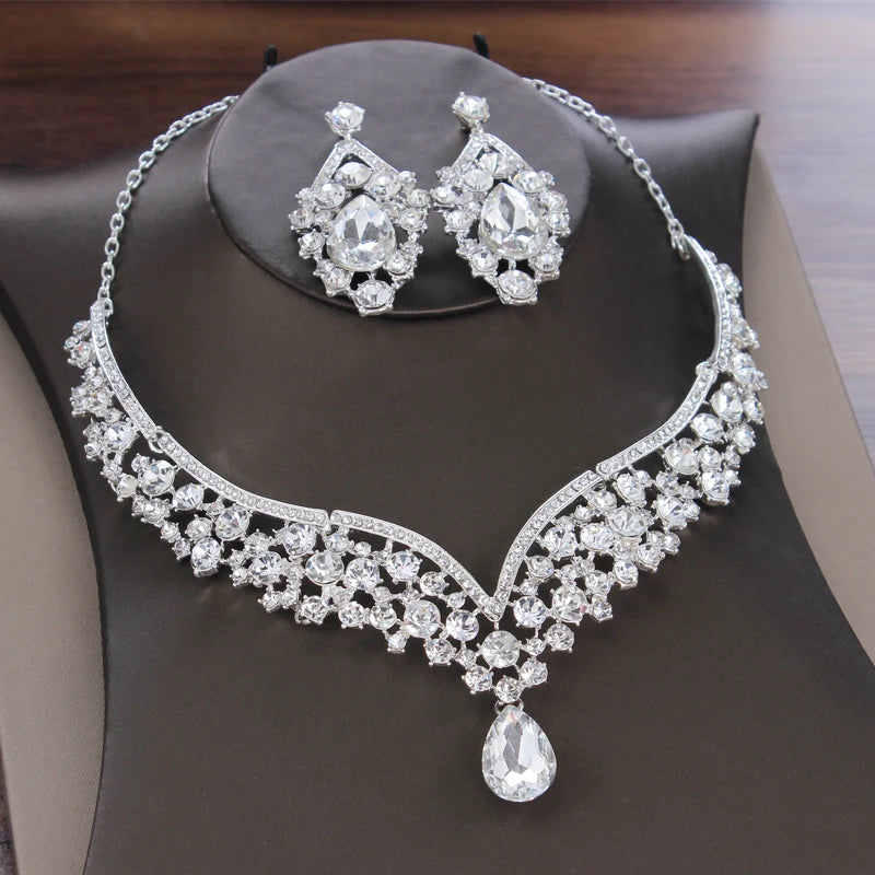 Wedding Jewelry Set Crystal Necklace Earring Party Accessories, Dazzle at your next party or event with our Stunning Crystal Party Bridal 