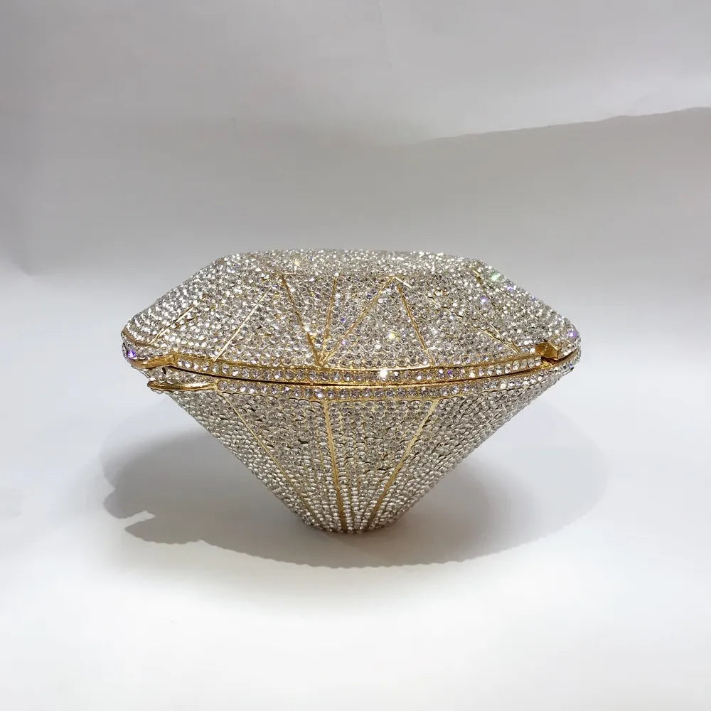 Crystal Clutch Purse Party Bag Diamond Shaped Evening Bag, Gleam and glisten as you make your grand entrance 