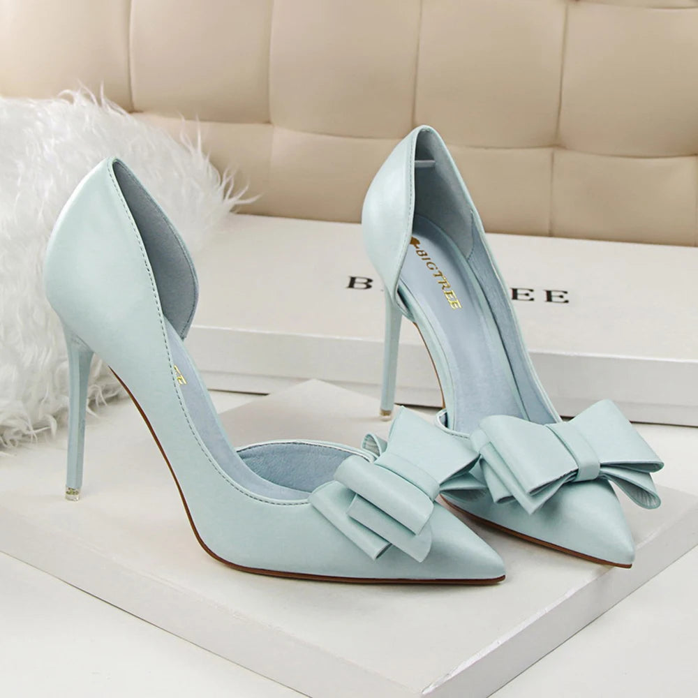 Bow High Heels Stiletto Pointed Toe Wedding Shoes