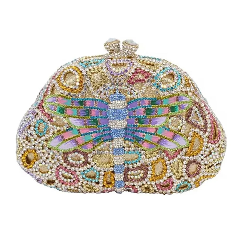 Beaded Clutch For Special Occasions Dragonfly Crystal Evening Purse, Elevate your evening ensemble with this exquisite mini clutch purse