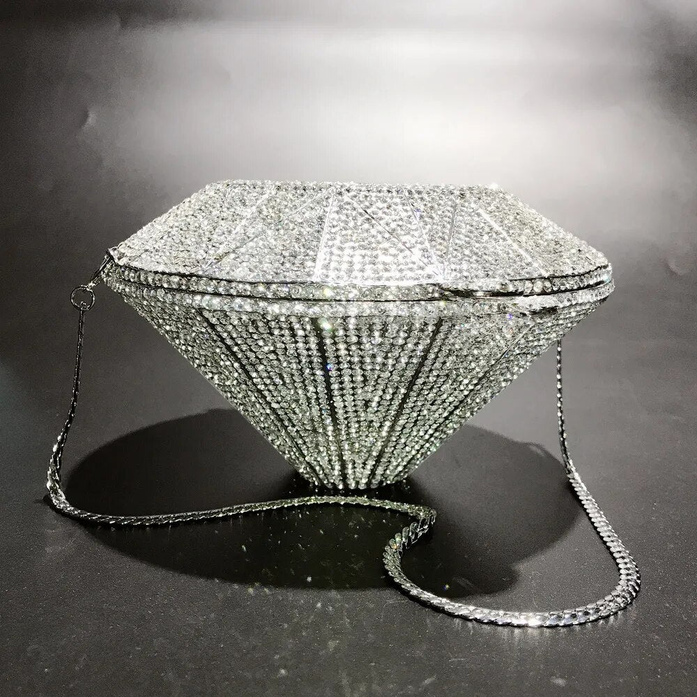 Crystal Clutch Purse Party Bag Diamond Shaped Evening Bag, Gleam and glisten as you make your grand entrance 