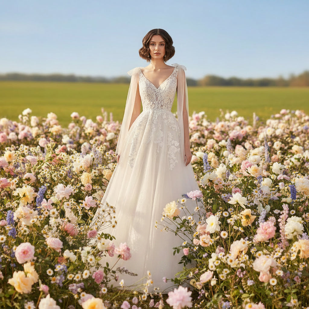Modern Lace A-line Tulle Sleeveless Wedding Dress
