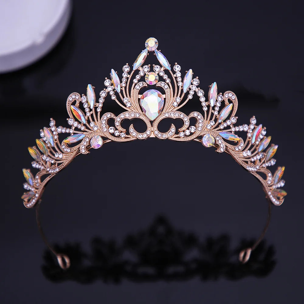 Quinceanera Tiara Crystal Crown Party Princess Hair Accessory, Sparkle and shine with our Elegant Crystal Tiara Crown! 