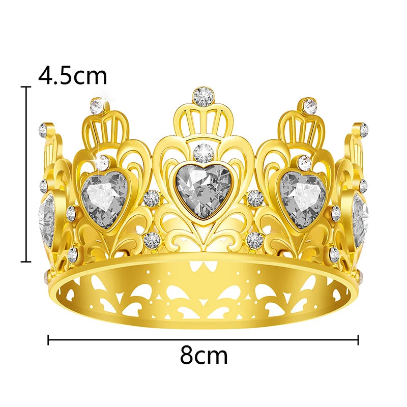 Round Crown Small Heart Tiara for Girls Party Cake Topper, Add a touch of royal elegance to any girl's birthday party with our Small Heart Tiara Crowns