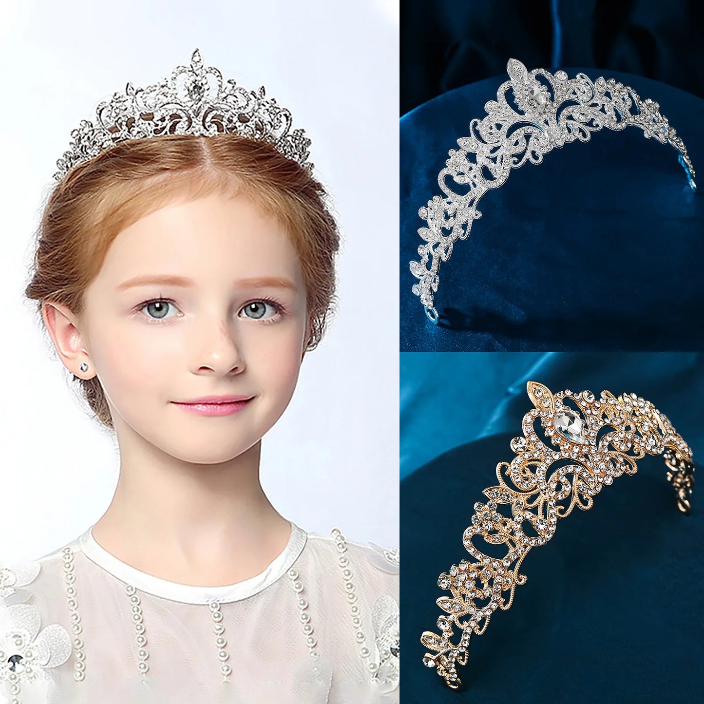 Girls Princess Tiara Petite Party Crown Hair Accessory, transform your little one into royalty with this enchanting crystal rhinestone tiara!