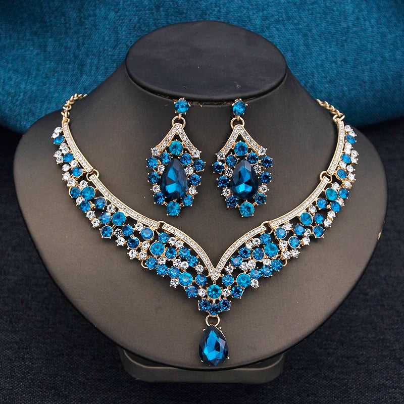 Crystal Jewelry Set Choker Necklace Earrings Fashion Accessories, Enhance your look with our exquisite 2pcs Rhinestone Crystal Choker Necklace Earring Set
