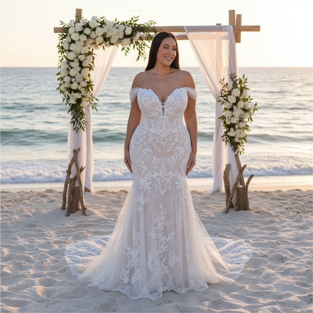 Plus Size Sweetheart Mermaid Wedding Dress Lace Bridal Gown White / 20W