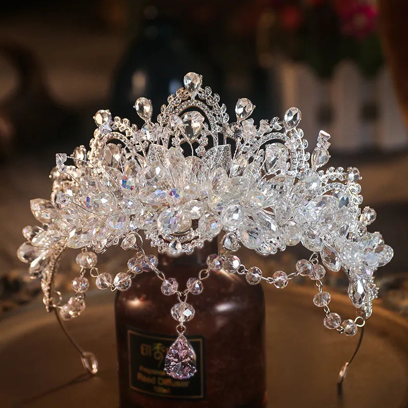 Crystal Wedding Tiara Crown Bridal Hair Accessory, Indulge in opulent elegance with our Crystal Wedding Bridal Tiaras Crown - the perfect hair accessory for your next special event.