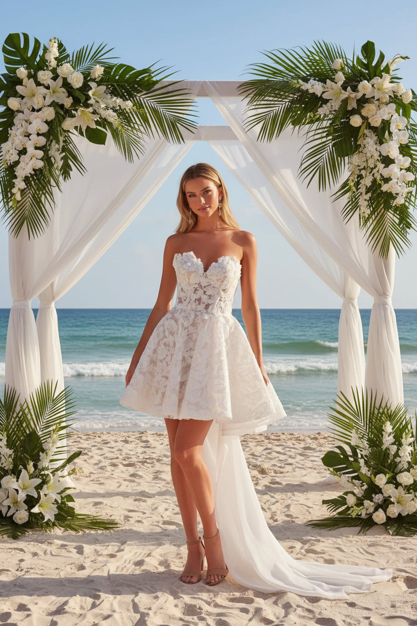 mini plus size wedding dresses Dress Long Back Bow Bridal Gown Ivory / 24W Cut:M The Knitted Dress Trend: Navy & Blue Short Train 5