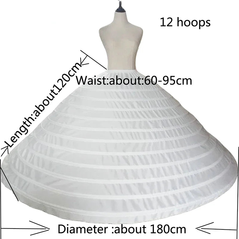 Hoop Skirt 12 Hoop Petticoat Underskirt Big Ball Gown Accessory, This 12 hoop bridal petticoat has a diameter of 180cm and is perf
