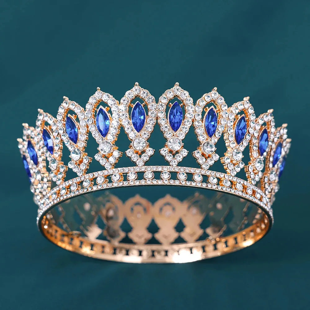Marquise Rhinestone Round Crown Wedding Bridal Hair Tiara