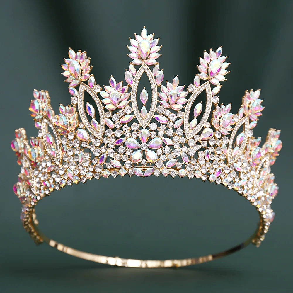 Round Crystal Pageant Crown Tiaras Headdress  Hair Jewelry Accessory, shine like the champion you are with this stunning round crystal tiara crown! 