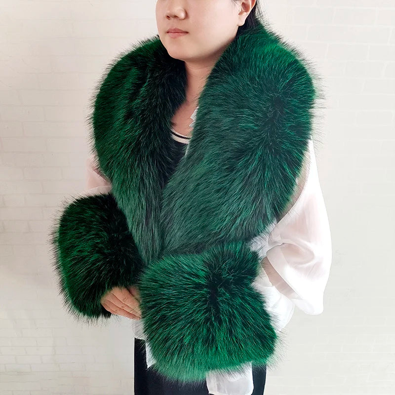 Faux Fox Fur Short Jacket With Oversized Collar and Cuff Sleeves Coat, Indulge in elegance and luxury with our Winter Faux Fox Fur Jacket