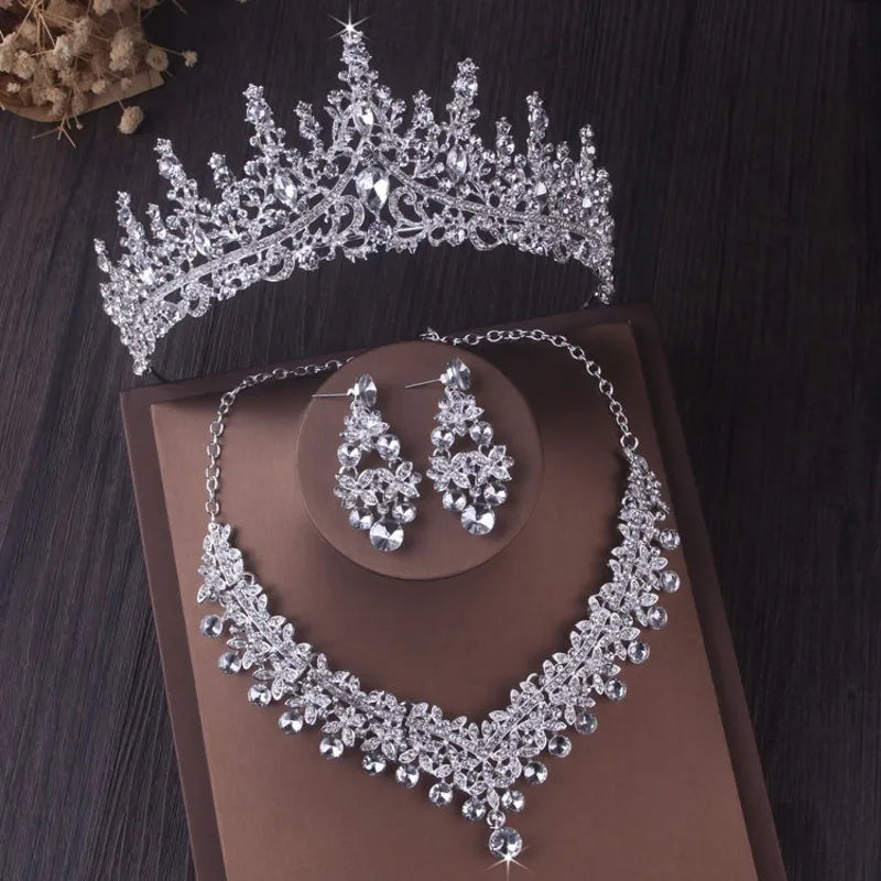 Wedding Jewelry Sets Crystal Tiaras Earrings Necklaces Accessories, Make a grand entrance at your next event with our luxurious 